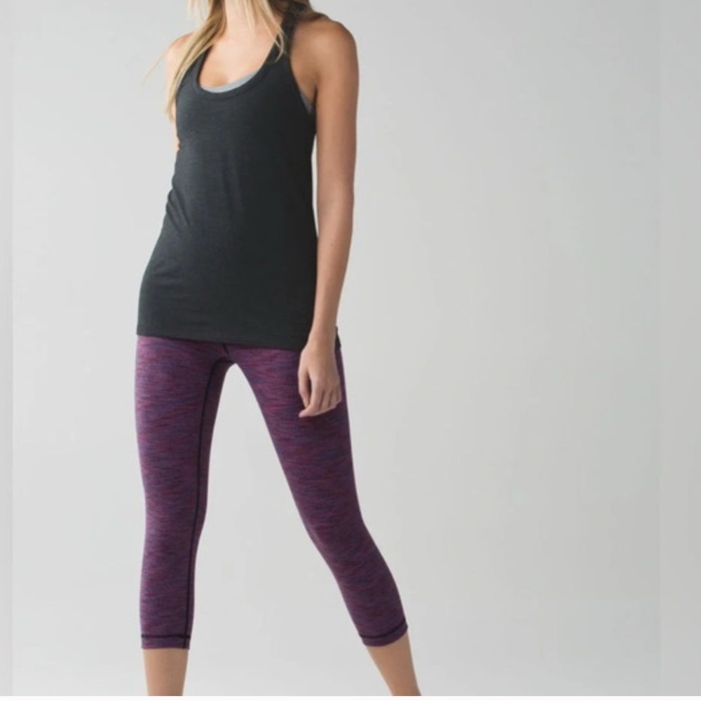 Lululemon Wunder Under Multicolor Crop Leggings with Roll down